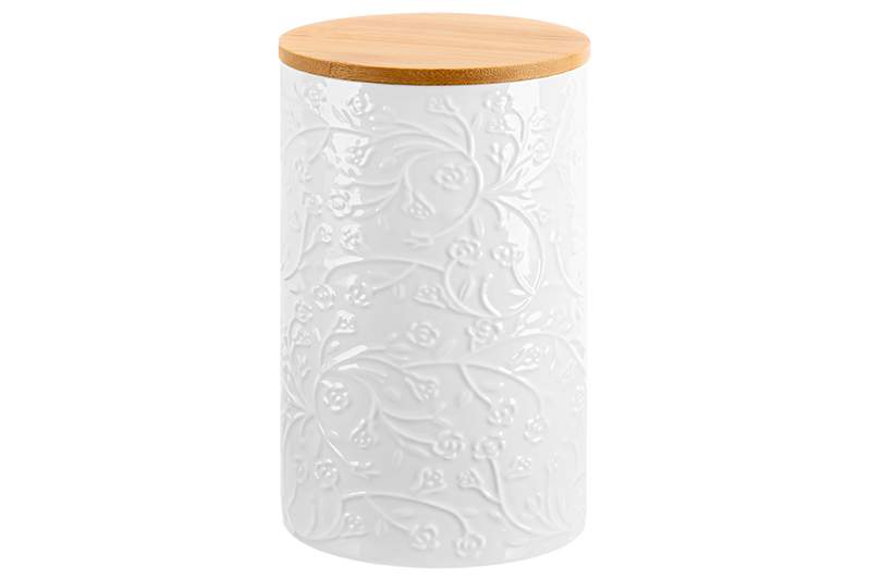 ELAN GALLERY Веточки-цветочки Банка 950261 д/сыпучих с дерев.крышкой 1200мл 11,3х11,3х18см