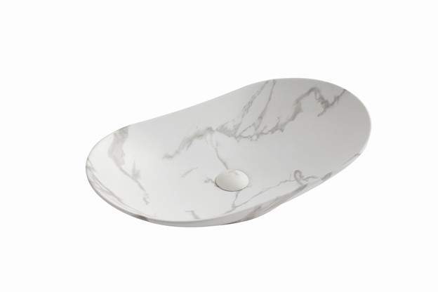 Раковина RD-358MR.US накладная на столешницу, белый мрамор 640х360х135мм H