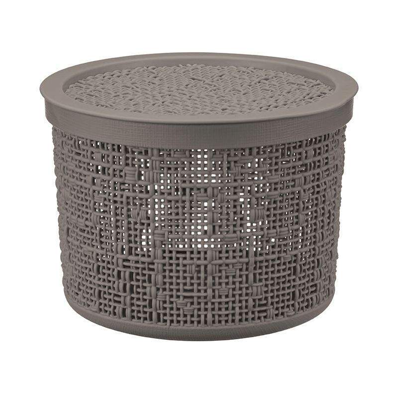 Корзинка Рогожка серый с крыш. 2л (17 в.12,5см)  выруб.руч. М2328 фр.сер/337604