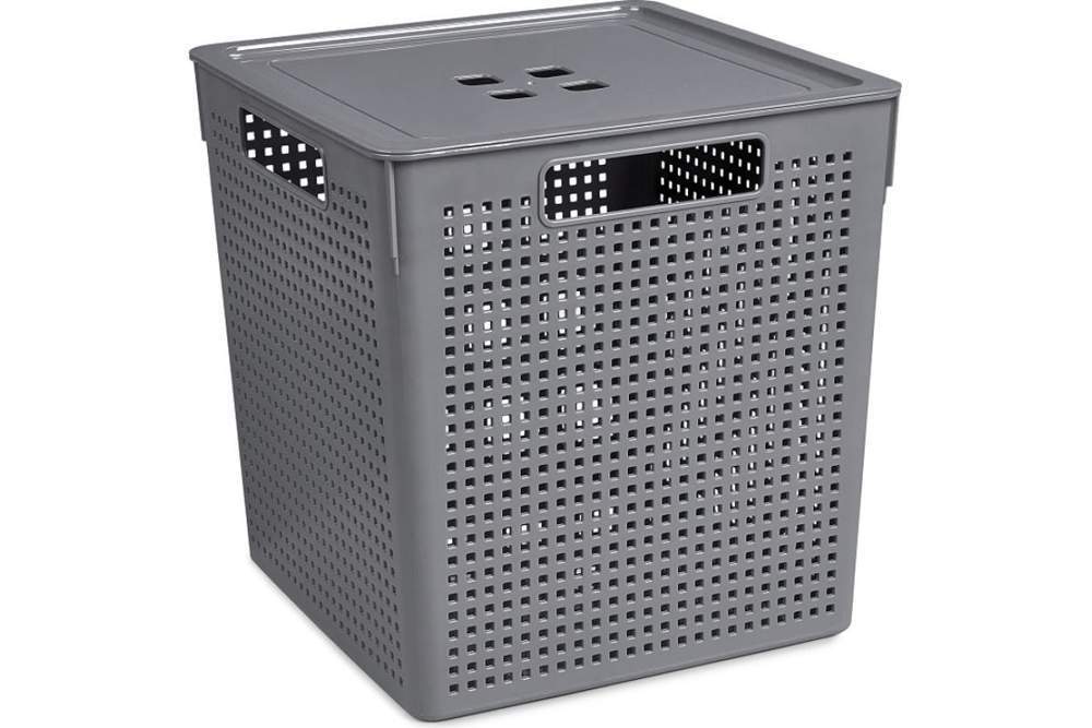 Корзинка Лофт/решетка 23л с кр.графит квадр 29х29h30см 6923118/328050