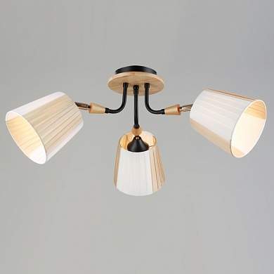 Люстра N5144/3 BK+WOOD черный 3х40W E27 d610 h270, QH22