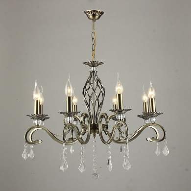 Люстра N1208/8 AB бронза/хрусталь 8х40W E14 d665 h770, QH16