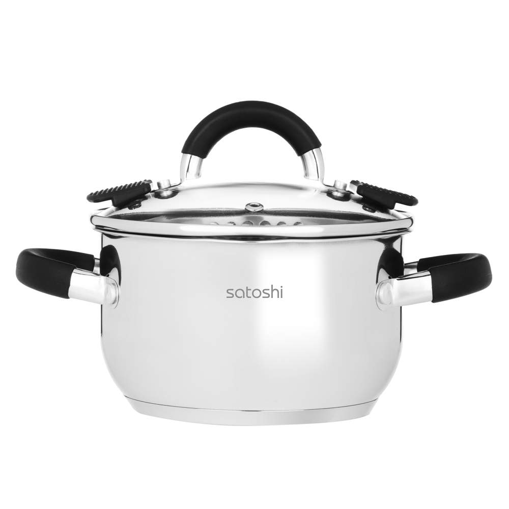 SATOSHI Арбон Кастрюля 822-285 1800мл/16х9,5см с крышкой нерж.сталь индукция