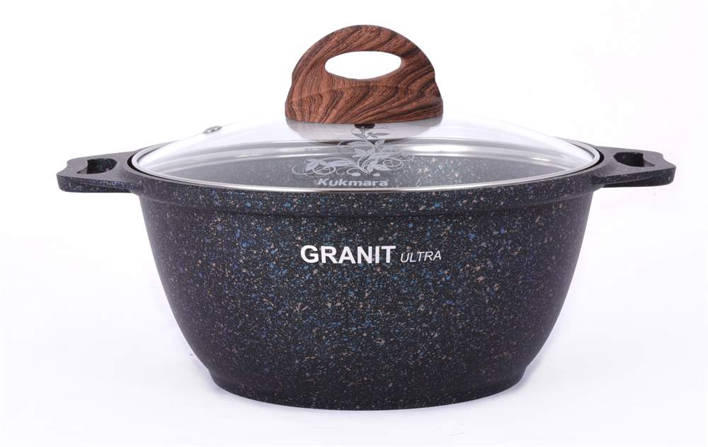KUKMARA Кастрюля кгг22а 2л 22,5х10см АП Granit Ultra (blue) стеклянная крышка