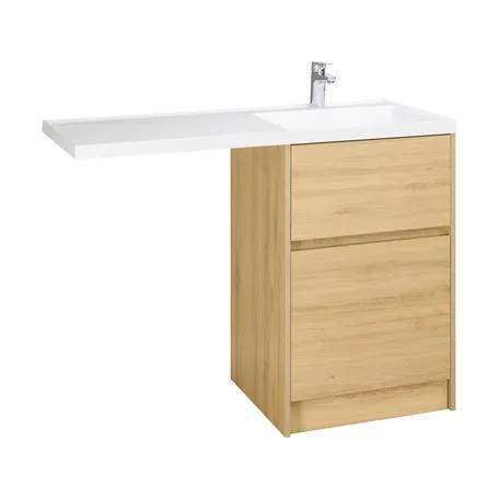 Тумба Лондри 60 п/стир.машину Дуб Сантана+фасад Дуб Сантана+Раковина Лондри 120 бел.правая