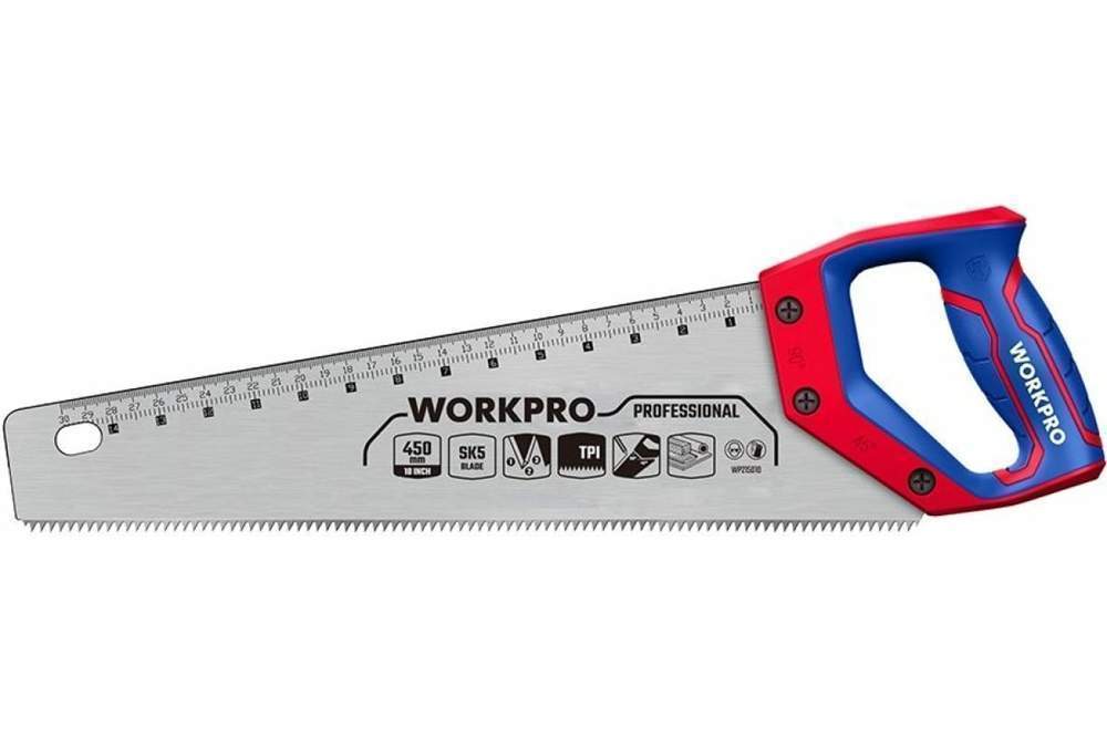 Ножовка WORKPRO 2К  п/дереву  450мм (18") 7TPI  WP215006