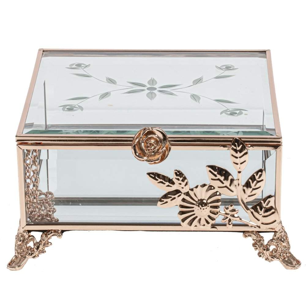 REMECO COLLECTION Шкатулка 799090 стекло/металл 15,5х15,5х8см