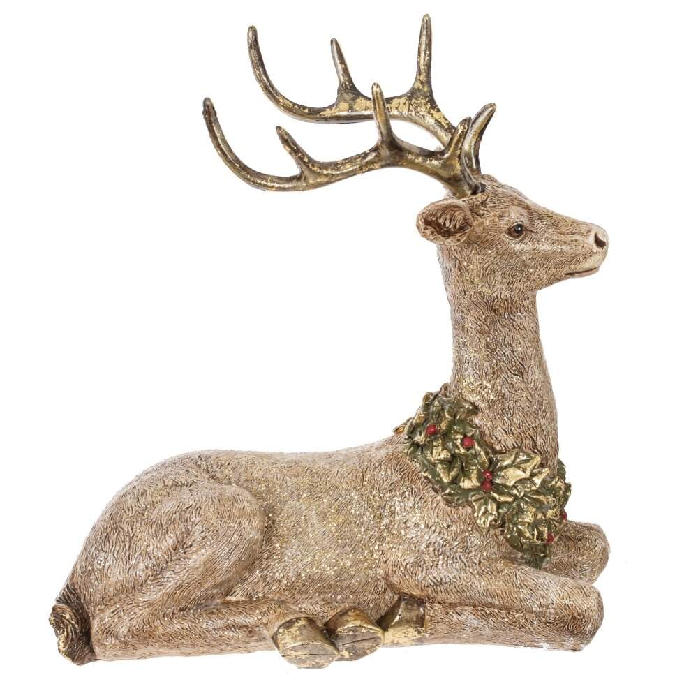 REMECO COLLECTION Фигурка 824150 Олень с лавровым венком золото 20х7х22см (полимер)