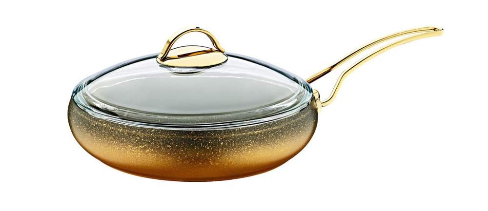 O.M.S. Gold Сковорода 3241-26 Gd 2,8л 26х7см с а/п покрытием стекл.крышка