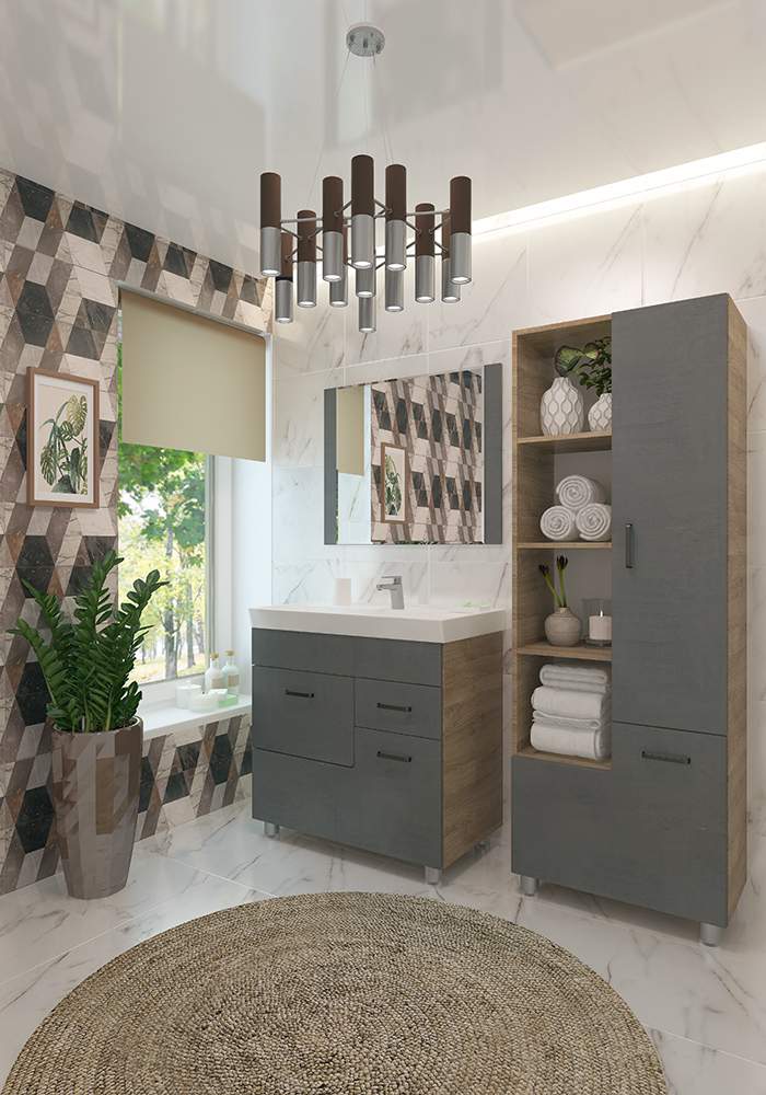 Тумба EVA GOLD  Catherine 80 + умывальник Фостер800 П/Como 80/Грэмми 80  серый камень