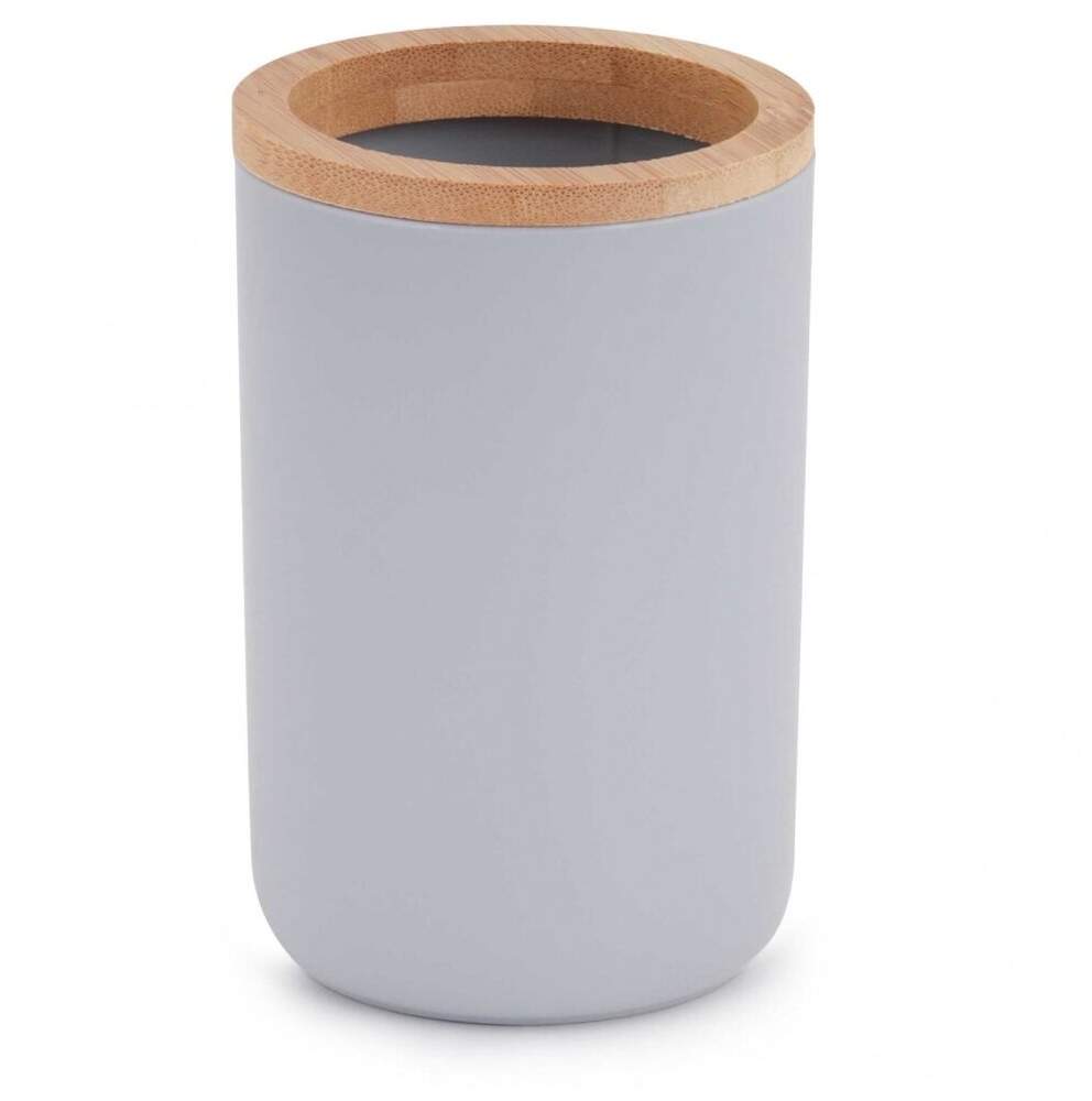 БАМБУК Подставка д/зуб.принадлеж. серый круг пластик+бамбук М8054/322910
