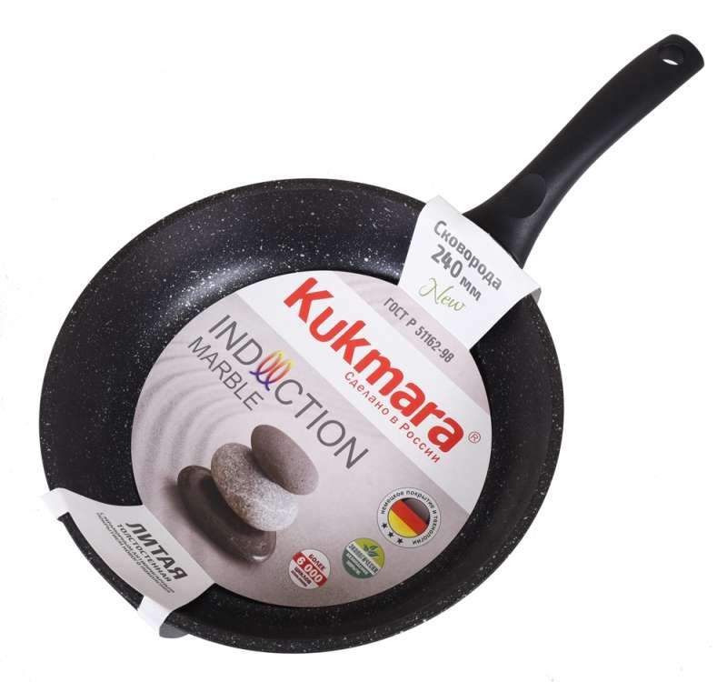 KUKMARA Сковорода смти260а 260х60мм АП Темный мрамор Marble индукция