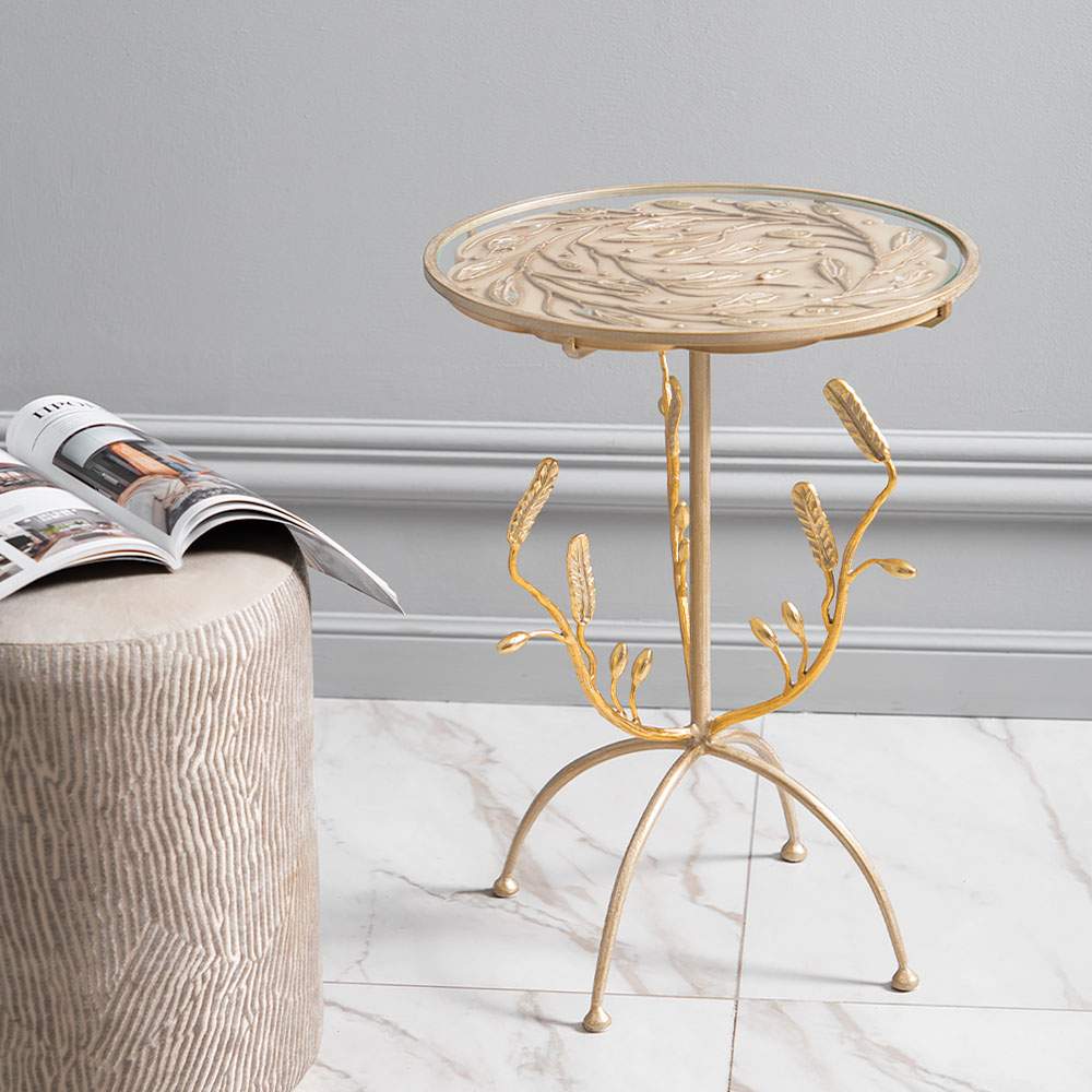 Столик декор."Oliva Branch" Айс(БЛ) Айвори мраморное золото(АСМзл)  19088