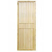 Дверь из липы глухая 1,9х0,7м  искусств.состар., с коробкой из сосны  32261