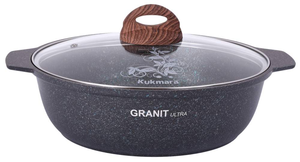 KUKMARA Кастрюля-жаровня жгг51а 5л 29х14см АП Granit Ultra (blue) стеклянная крышка