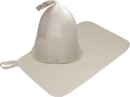 Набор  "Банные штучки" /шапка Классик, коврик белый/ войлок 100%  2пр.  41103