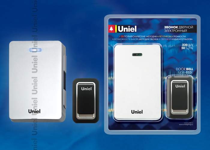 Звонок электронный UDB-023E-R1T1-32S-WH, белый  07496
