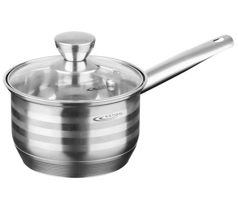 КАТУНЬ Элис Ковш 1,8л 16см капсул дно с/кр(термостекло) индукция /нерж/ КТ16-К