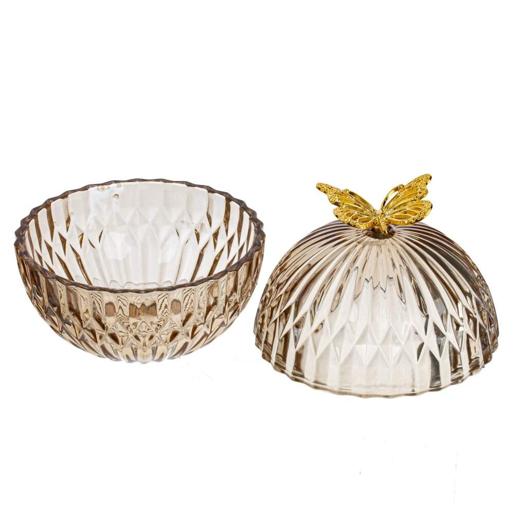 REMECO COLLECTION Шкатулка 804953 Бабочка стекло/металл 11,5х11,5х12см