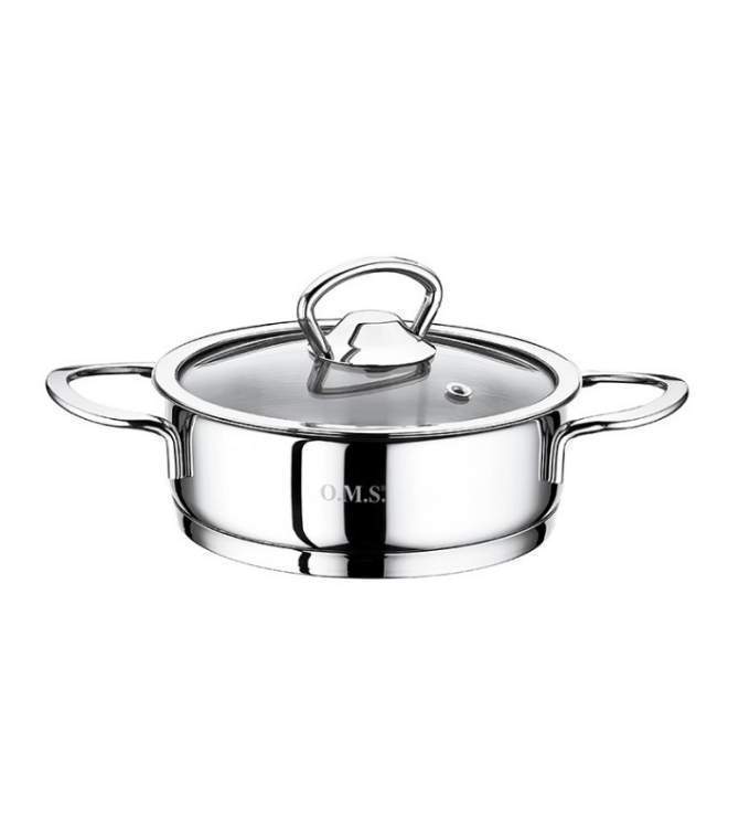 O.M.S. Кастрюля 2008-16-5 1л 16x5см стекл.крышка нерж.сталь  