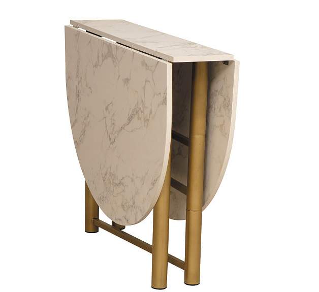 Стол раскладной 42.41  Октава (мрамор белый/мет.золотой)