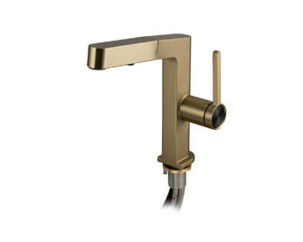 Смеситель Magnus  8232  кухон.шар., Г-обр. излив вытяж.,корпус из латуни мат.золота