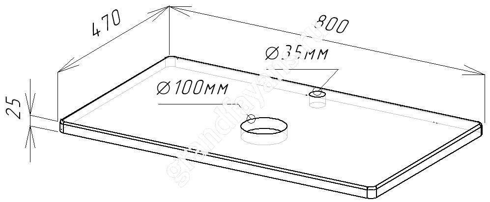 Столешница 800 (белый мрамор)+ кронштейн(к-т) подвес.(черный)