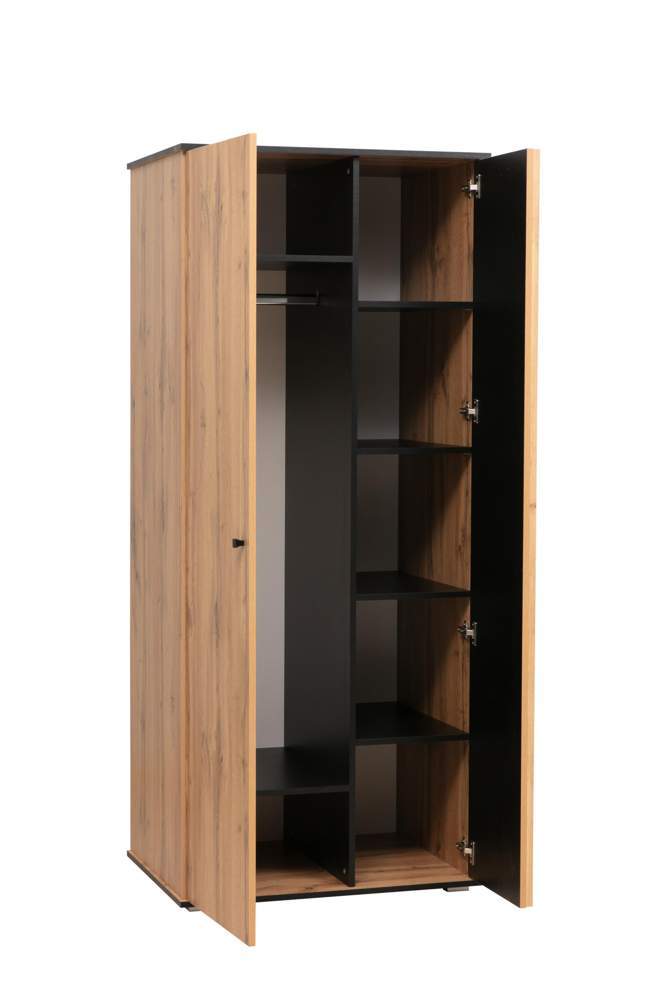 Шкаф д/одежды "Либерти" 51.12 (дуб вотан/чер./проф:Masa Decor дуб вотан) опора h20мм