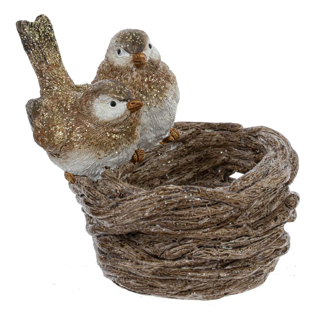 REMECO COLLECTION Фигурка 812574 Птички на корзинке золото 11х9х10см (полимер)