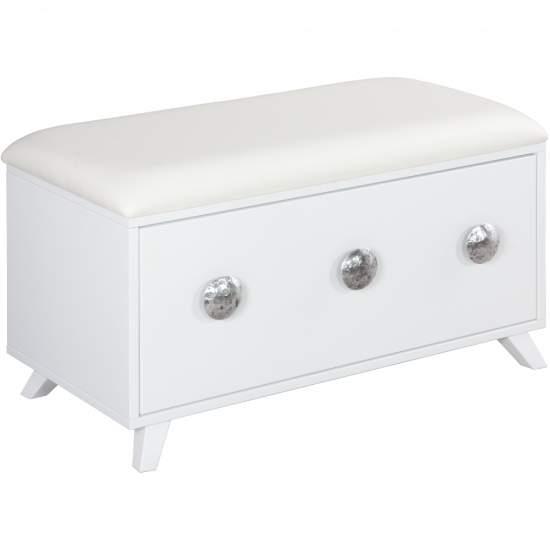 Банкетка  "Heri"-1 (Айс(БЛ)-ИК-Boom ice-исск.кожа-белая,цв.Античное серебро(АСр) 14022