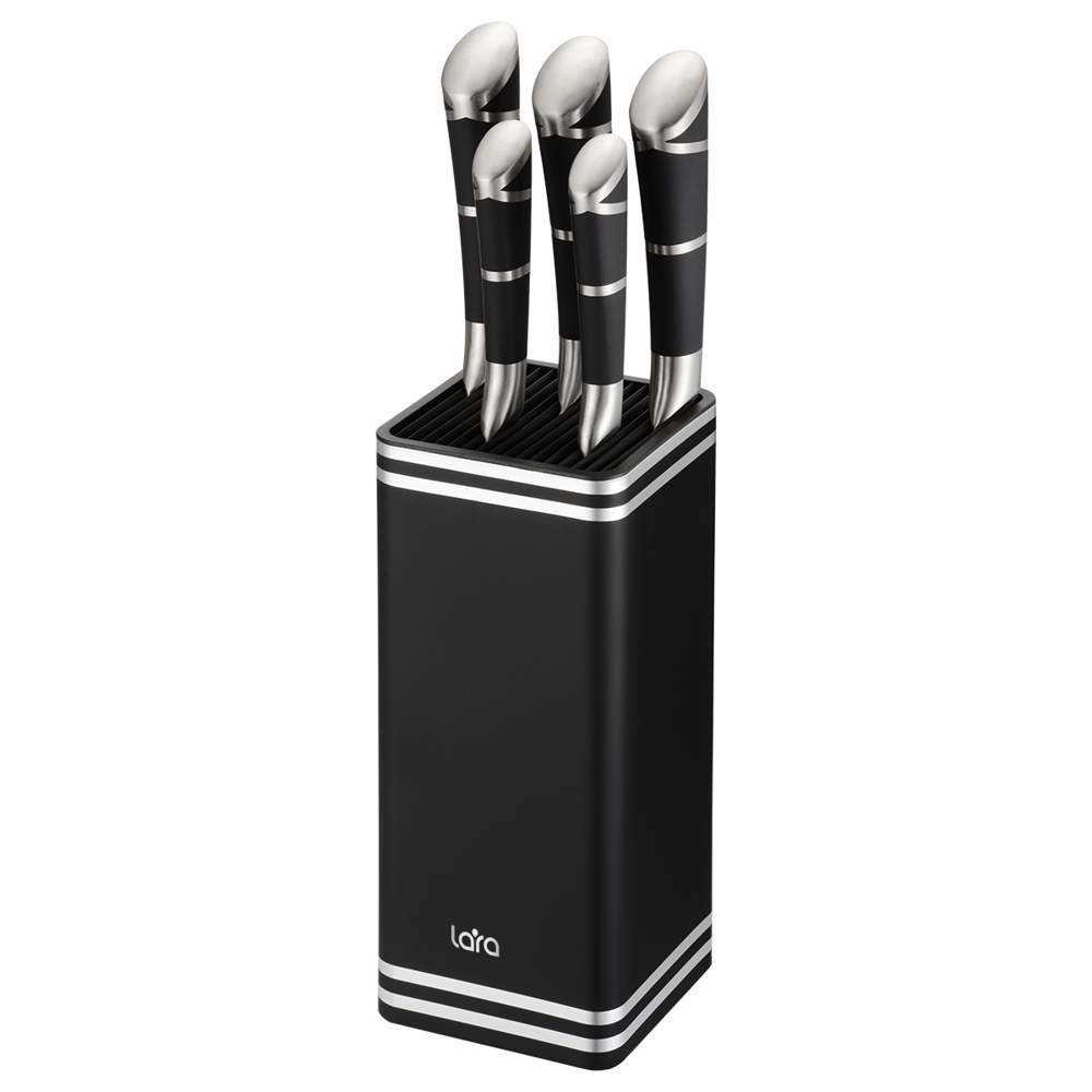 LARA Набор ножей LR05-75 6пр. (5 ножей+подставка) нерж/сталь