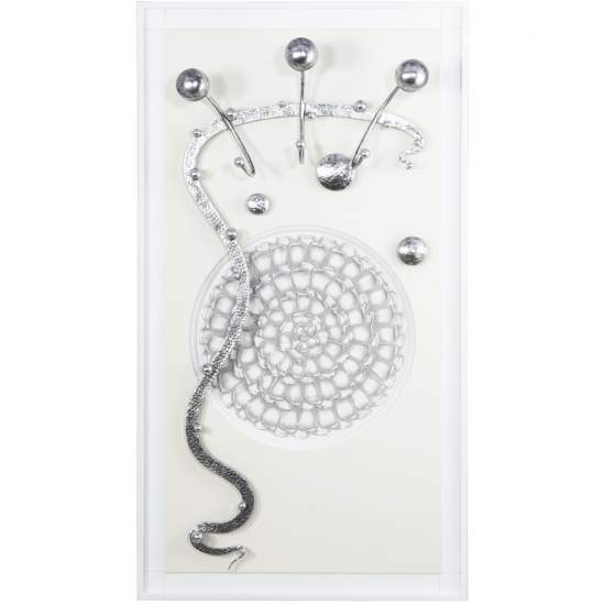 Вешалка наст.  "Heri"-1 с ковкой (Айс(БЛ)-ИК-Boom ice-исск.кожа-белая,цв.Античное серебро(АСр) 15006