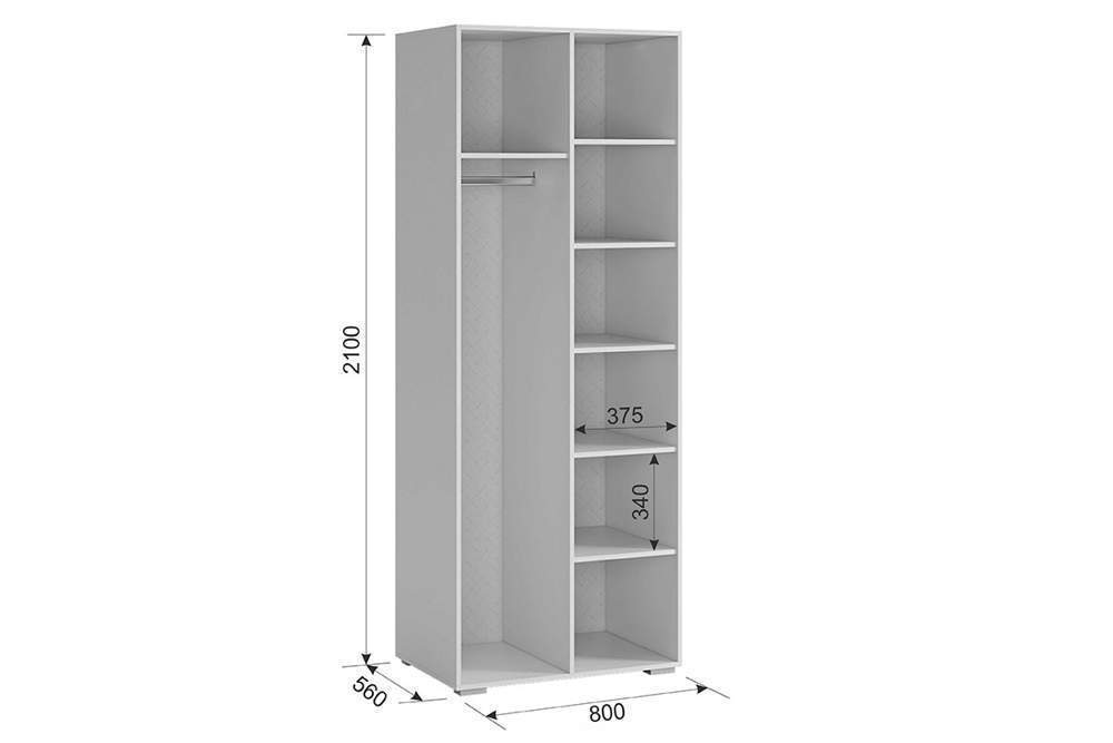 Шкаф 2-створч. "Гламур"  белый/белый глянец