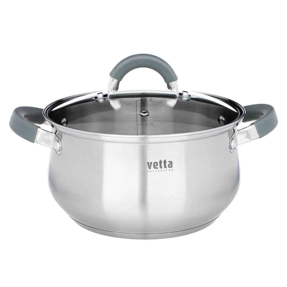VETTA Вена Кастрюля 822-064 3600мл/20х11,5см с крышкой нерж.сталь индукция