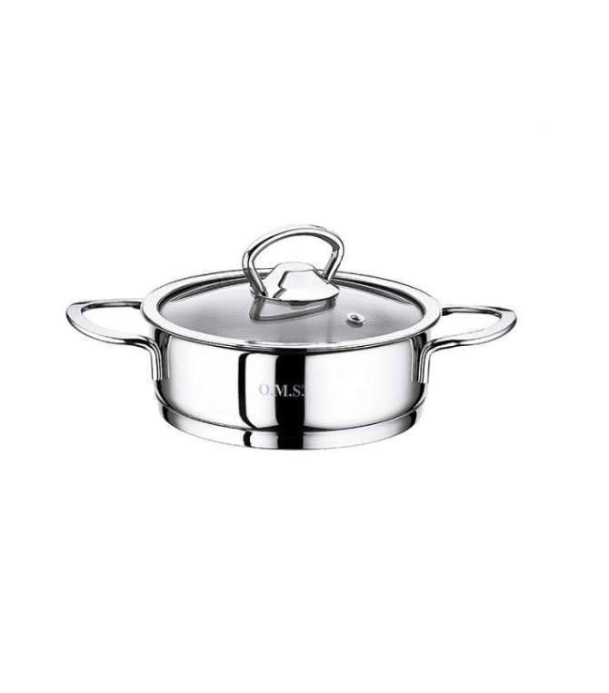 O.M.S. Кастрюля 2008-14-5 0,7л 14x5см стекл.крышка нерж.сталь  