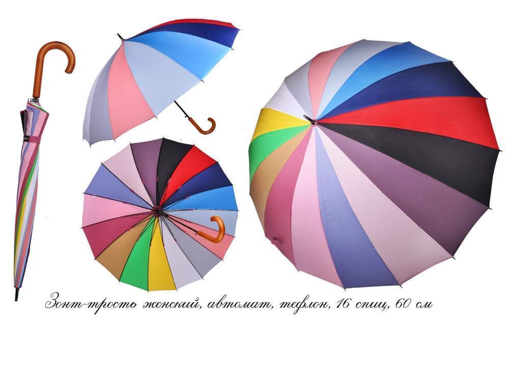 Зонт-трость женский  Три слона  L2254  Сектор, автомат, 16 спиц, тефлон, радиус 60см