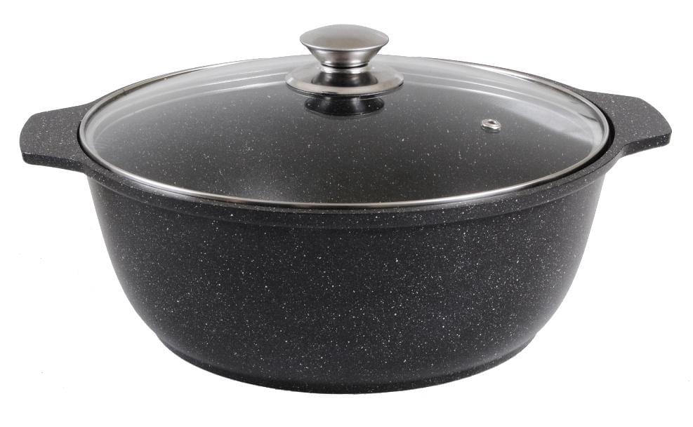 KUKMARA Кастрюля-жаровня жмт42а 4л 29х11см АП Темный мрамор стекл.крышка