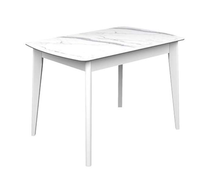 Стол Ньюман МДФ/Пластик 1100(1450)*700 Мрамор керара белый+ZD08 белый