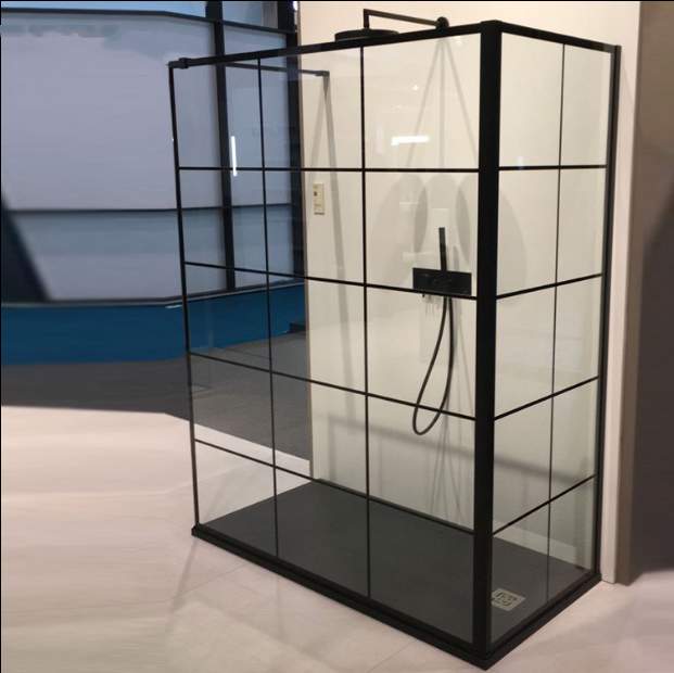 Душевое ограждение А-8139/8  800*1200*1900 две панели с черн.полосами зак.стекло