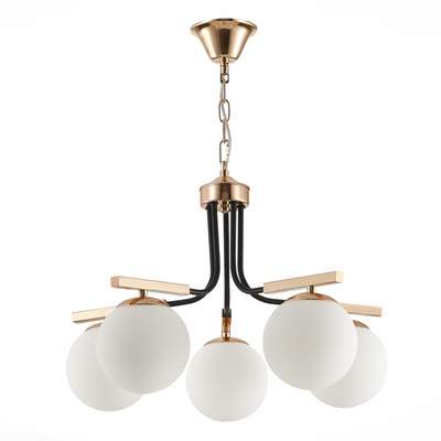 Светильник подвесной SLE106803-05 Французское золото, Черный/Белый E14 5*40W 