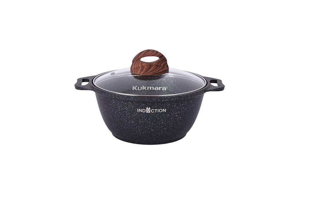 KUKMARA Кастрюля кгги22а 2л 22,5х10см АП Granit Ultra (blue) Индукция стеклянная крышка