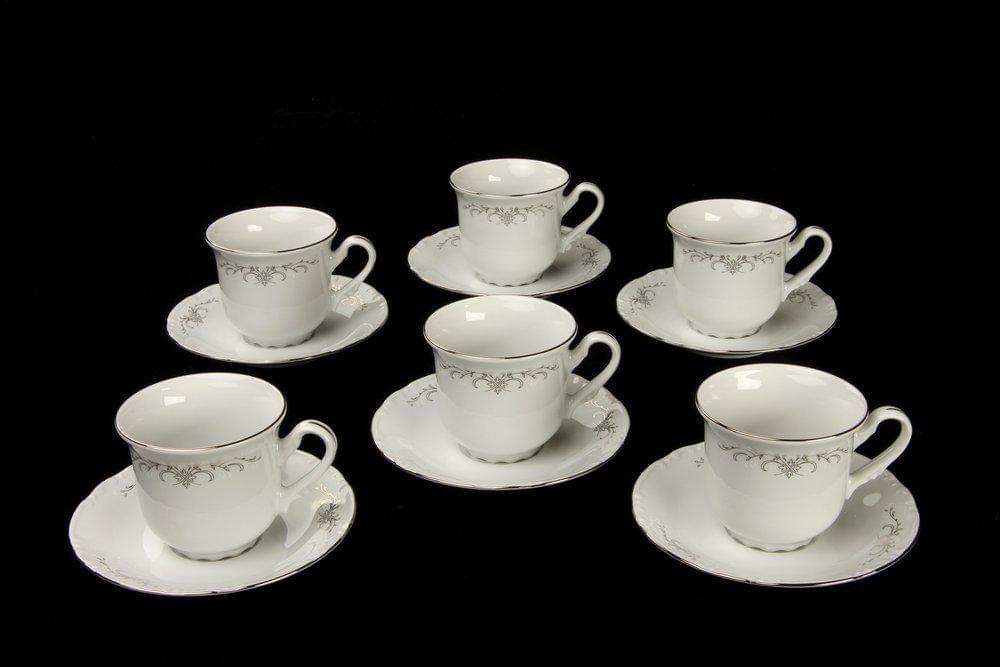 CONSTANCE Серый орнамент Набор чашек с блюдцами 240мл 7351100/15927/БТФ0787