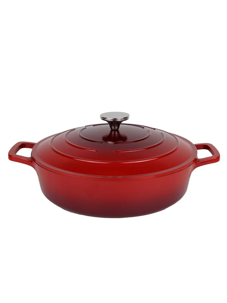 KAMILLE Dublin красный Кастрюля-сотейник 4468 4000мл 28х7,5см литой алюминий с АП покрытием индукция