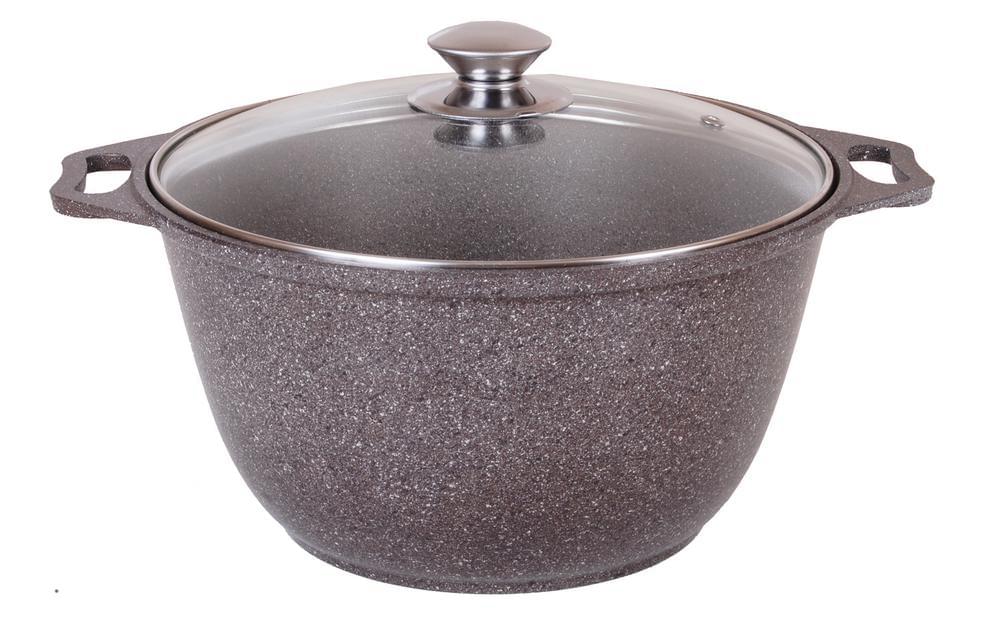 KUKMARA Кастрюля кмк42а 4л 26х14см АП Кофейный мрамор стекл.крышка