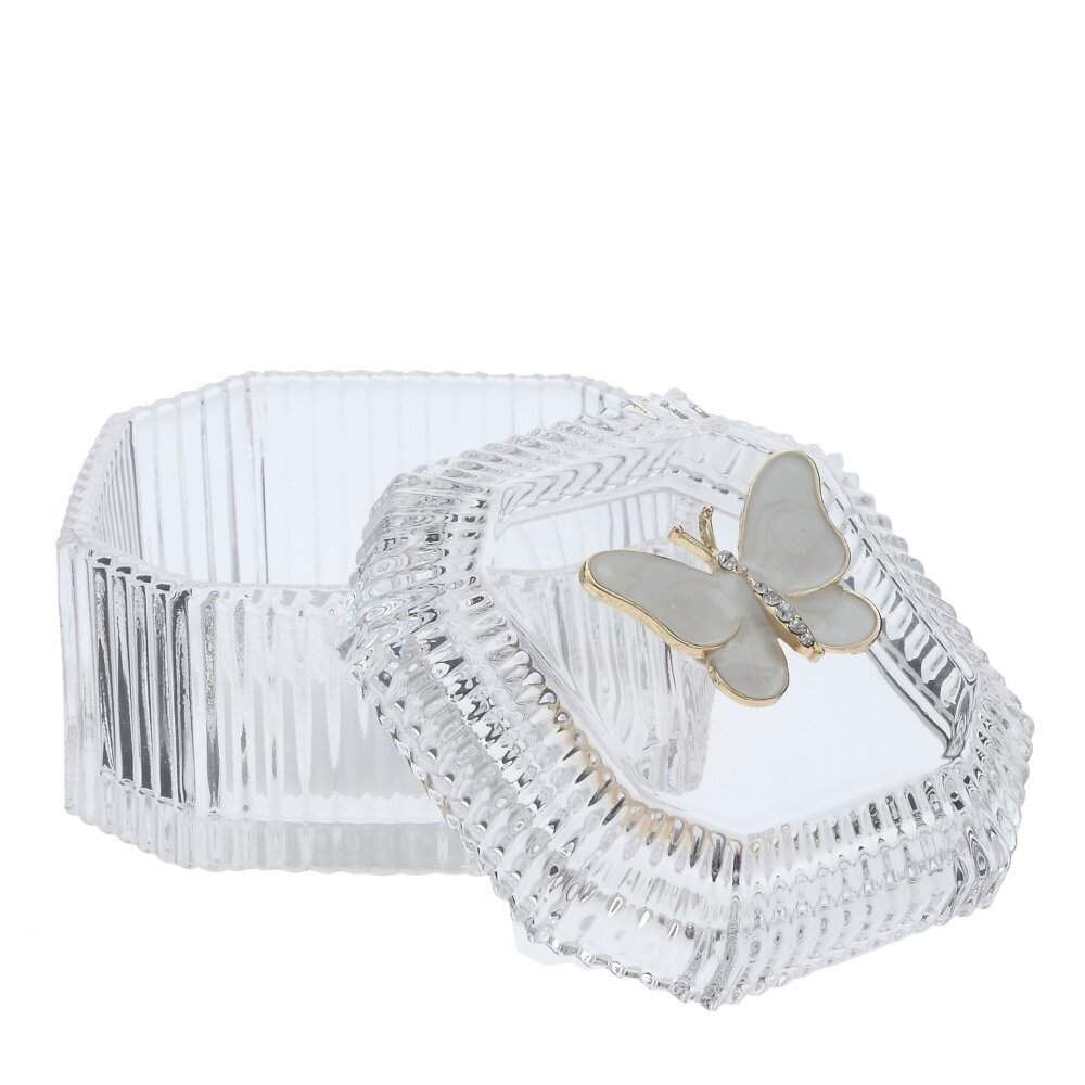 REMECO COLLECTION Шкатулка 817479 Бабочка стекло/металл 8,5х8,5х7см