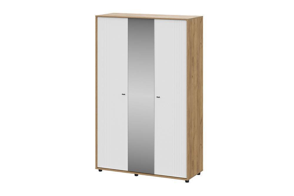 Милан Шкаф трехстворчатый  Дуб золотой/белый матовый