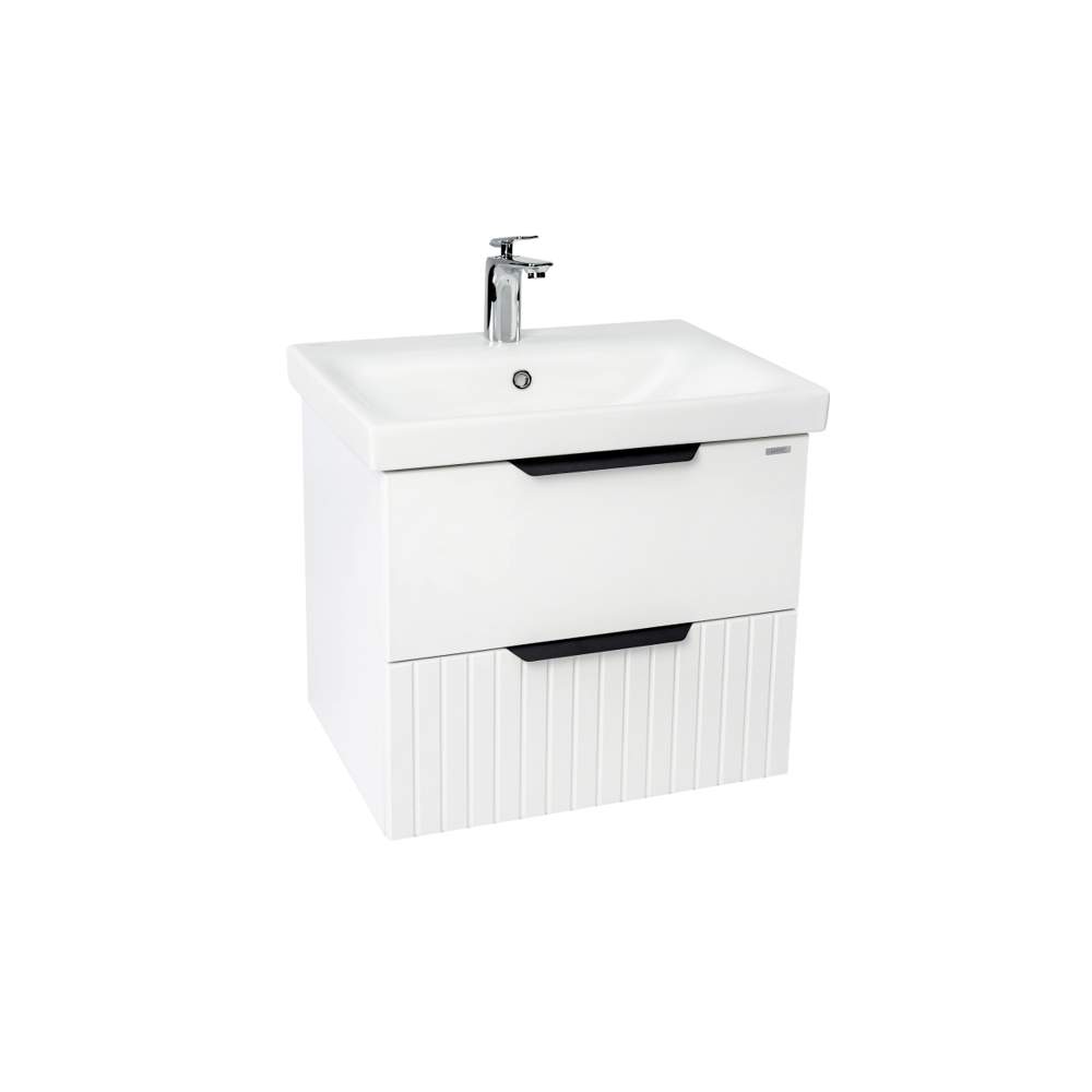 Тумба п/умыв. Сицилия 60 2 ящ. подвесная+ умывальник Como 60/Moduo 60  Белый