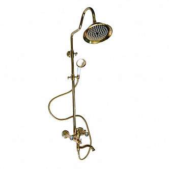 *Смеситель BRIMIX  3080+стойка душ. тропический душ с 2 лейками золото