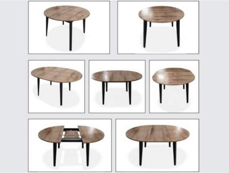 Стол Денвер ЛДСП 16мм/массив 1000(1300)*1000  Дуб Дуб сандал/опора черный