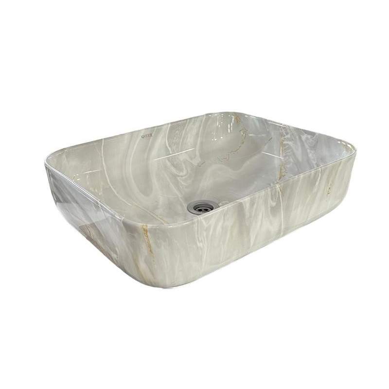 Раковина RD-1024 накладная на столешницу, бежевый мрамор 500*400*135мм